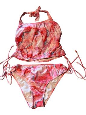 Pink Marble Tankini Set - Two-Piece Bikini